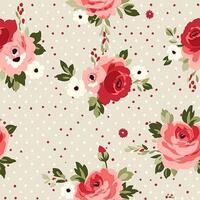 Seamless pattern, tileable floral country holiday print with roses, dots and flowers for wallpaper, wrapping paper, scrapbook, fabric and polka dot roses product design photo