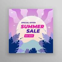 Abstract colorful Summer banner background with beach vibes decorate. vector