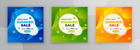 Abstract Summer Sale poster and banner template with 3 item Colorful Sale banner design. vector