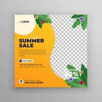 New summer offer Social Media banner template. Hello Summer Sale poster. vector