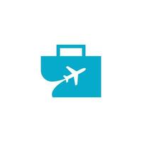 a blue suitcase with an airplane on it vector