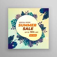 Summer Sale poster and banner template. Sale banner Design for Summer in flat lay styling. vector