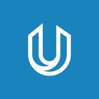 the u logo on a blue background vector