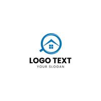 a house logo with a magnifying glass vector