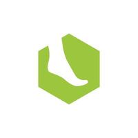 a green hexagon with a foot in it vector