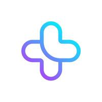 a blue and purple cross logo vector