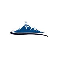 a mountain with a cross on top of it vector