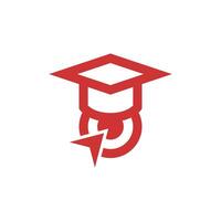 a red graduation cap with a red arrow pointing to it vector