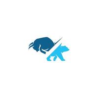 a bear and a bull are both on a white background vector