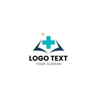 a book with a cross on it, and a logo for a medical clinic vector