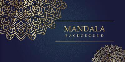 Golden Elegance Mandala Art on Navy Blue vector