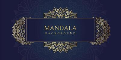 Golden Elegance Mandala Art on Navy Blue vector