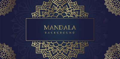 Golden Elegance Mandala Art on Navy Blue vector