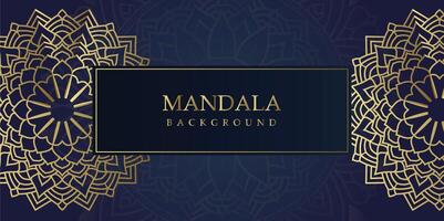 Golden Elegance Mandala Art on Navy Blue vector