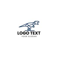 un dinosaurio logo diseño con un azul antecedentes vector