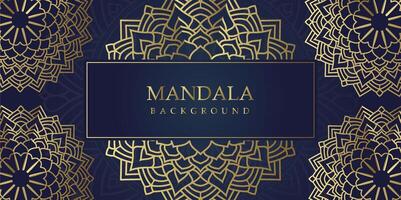 Golden Elegance Mandala Art on Navy Blue vector