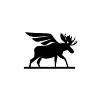 a black and white logo of a moose with wings vector