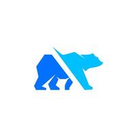 a bear logo with blue and white colors vector