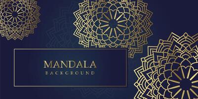 Golden Elegance Mandala Art on Navy Blue vector