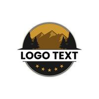 mountain logo design with trees and stars vector