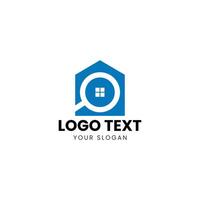 a house logo with a magnifying glass vector