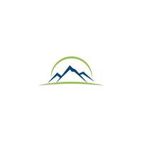 a mountain logo with a green circle vector