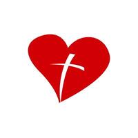 a red heart with a cross on it vector