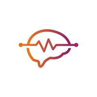 an image of a brain with an ecg line vector