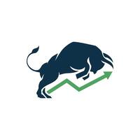 bull bull stock market graph icon vector