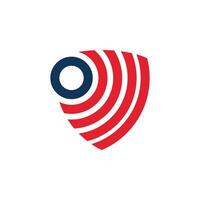 the logo for the company is red, white and blue vector