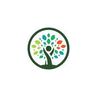 a logo for a tree with people holding hands vector