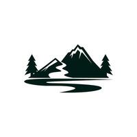 mountain landscape with river and trees vector