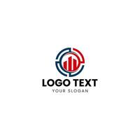 a logo for a company that is made up of a circle and a red and blue vector