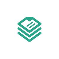 a green and white logo for a document vector