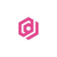 a pink hexagon logo with a white background vector