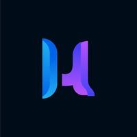 el letra h logo con púrpura y azul colores vector