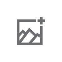 a mountain and a cross are on a white background vector