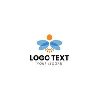 a logo design for a bee with a blue and orange color scheme vector