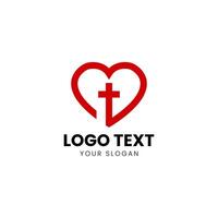 heart cross logo template vector