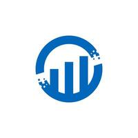 a blue and white logo with a bar graph vector