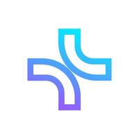 a blue and purple cross logo vector