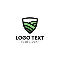 a green shield logo design vector