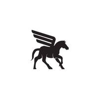 a black and white logo of a horse with wings vector