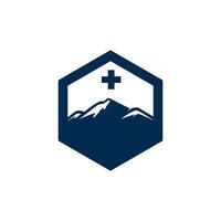 a mountain with a cross on it vector