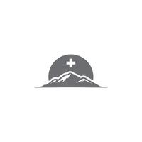 a mountain with a cross on it vector