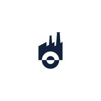 a logo for a factory with a large building vector