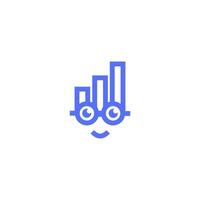 a blue logo with a face and a bar graph vector