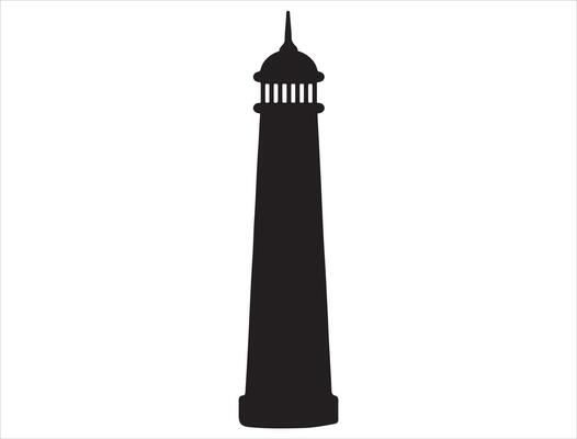Lighthouse silhouette on white background