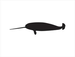 Narwhal silhouette on white background vector