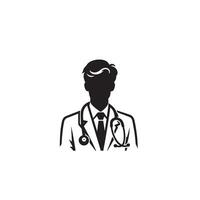 Doctor silhouette isolated on white background. Medical doctor illustration, doctor logo. vector